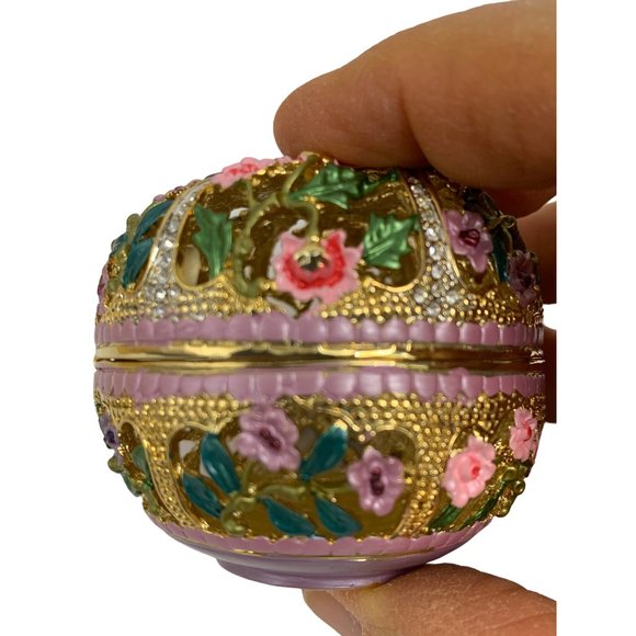 Trinket Decorative Box Gift Metal Hand Painted Magnetic Lid on Hinge 2.5" 6562 - Picture 5 of 8